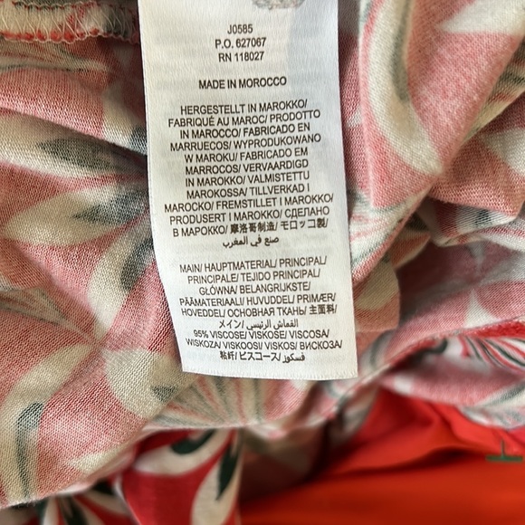 Boden Effie Red Orange Palm Print Faux Wrap Ruched Jersey Knit Dress - 6 - Picture 15 of 16